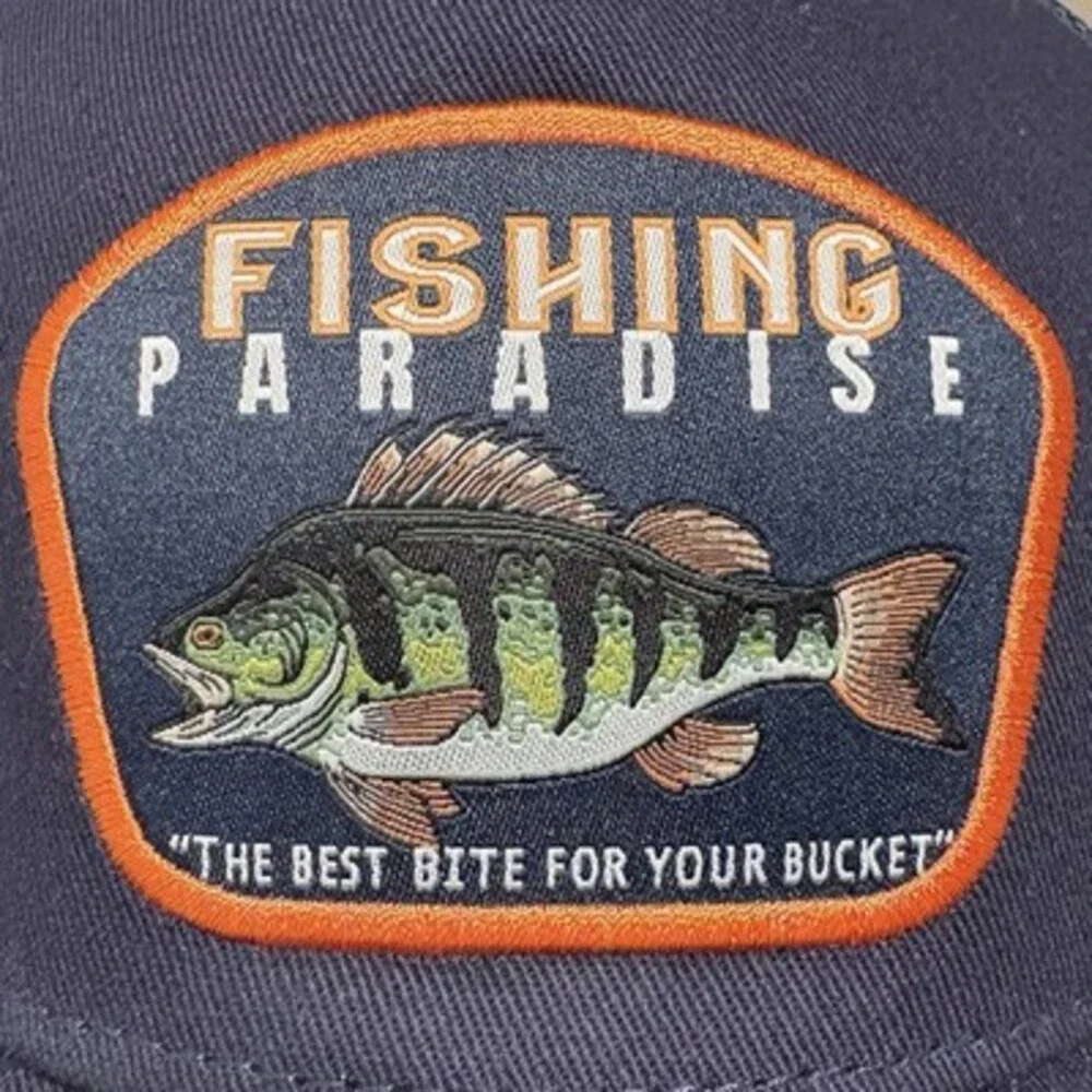 C&A Fishing Paradise Trucker Hat‎ Blue Mesh Snapback Adjustable Cap